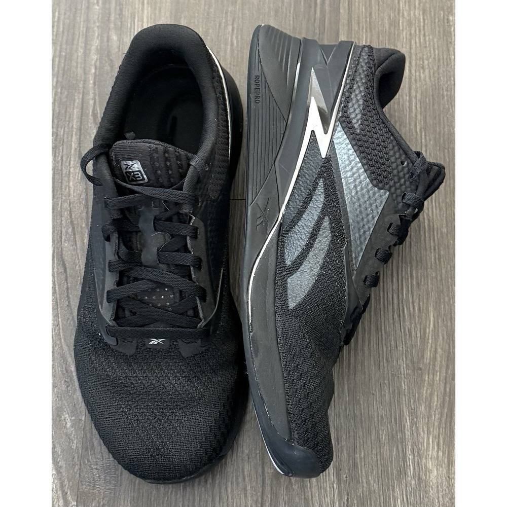 Men's 7 Reebok Nano X3 Core Black Pewter Shoes Sneakers Cross Train Women's 8.5 - Picture 4 of 11